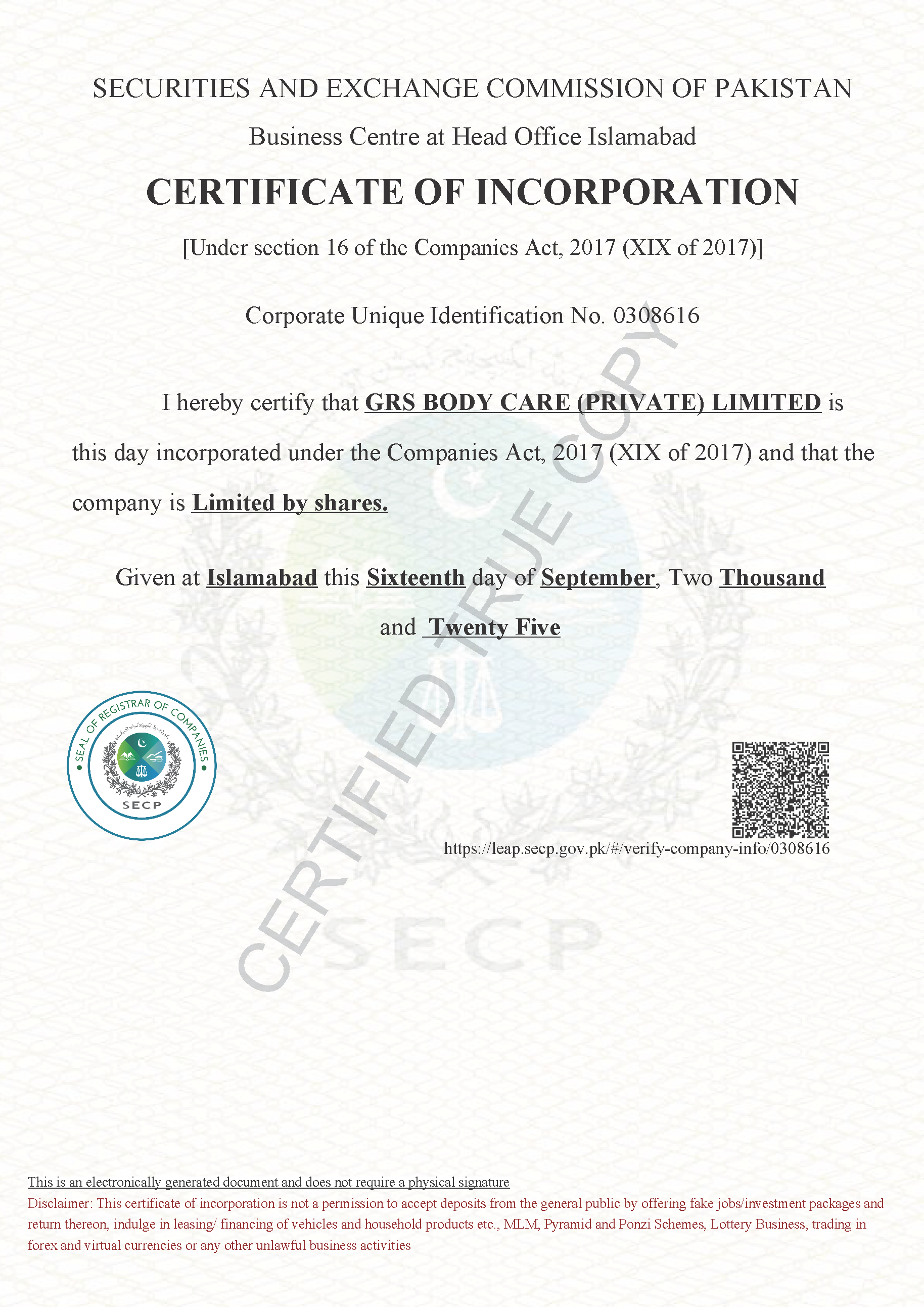 SECP Registered